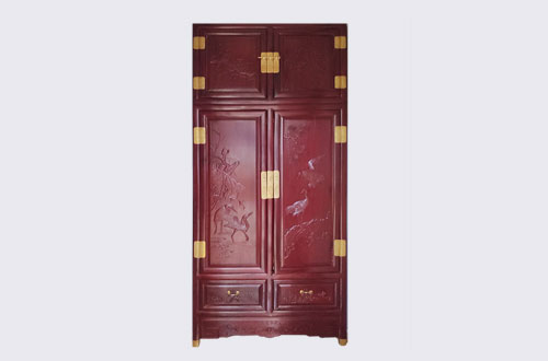 滁州高端中式家居装修深红色纯实木衣柜