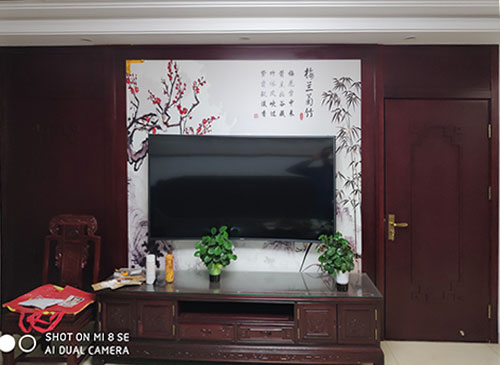 滁州中式家庭装修电视柜效果展示