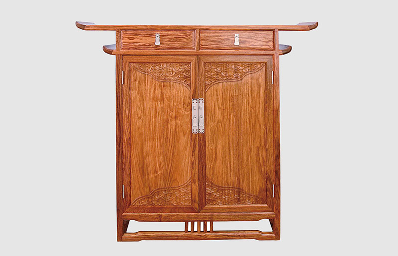 滁州观云潮家庭中式装修实木玄关柜效果图