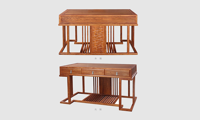滁州 别墅中式家居书房装修实木书桌效果图