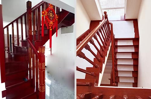 滁州自建别墅中式实木楼梯全屋定制设计效果图